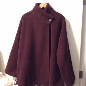Brynn Walker Fleece W's poncho style cardigan - Burgundy - Swing Coat